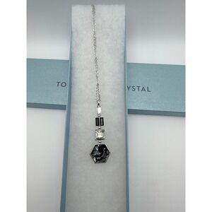 Touchstone‎ Crystal by Swarovski Silver Tone In Shape Geometric Pendant Necklace